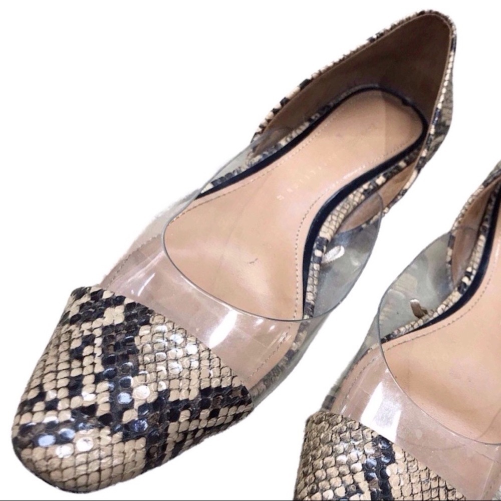 Zara Basic Snake Print Clear Panel D'Orsay Flats - Picture 4 of 9